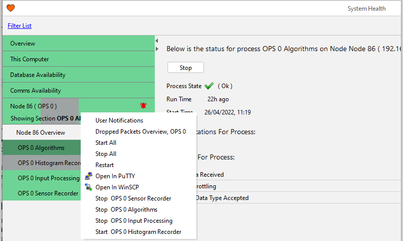 Stop / Start Processes / Interfaces