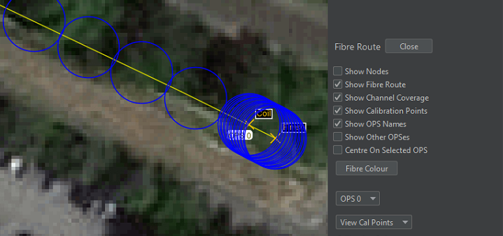 Point coverage showing an fibre coil and linearly spaced points