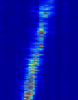Examples of Walking and Running as they would appear on the Waterfall Display