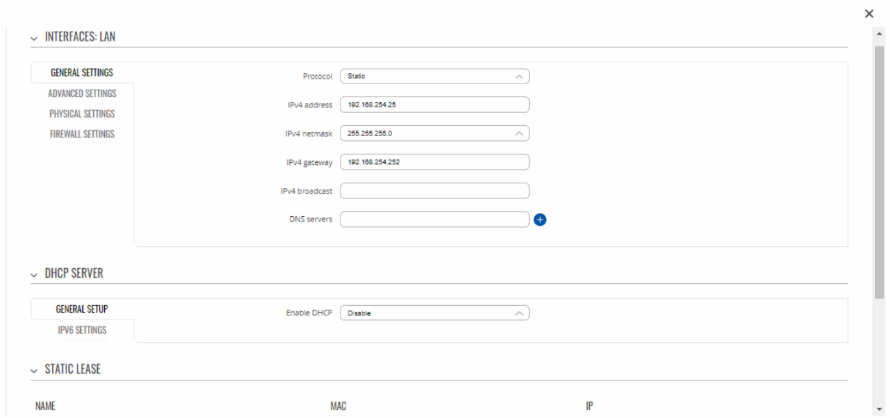 Interfaces LAN (Top part of this display)