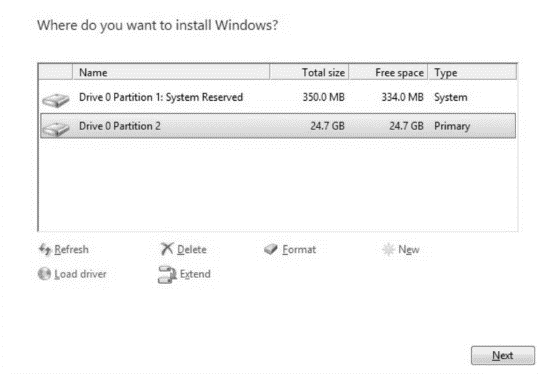Drive Selection Window