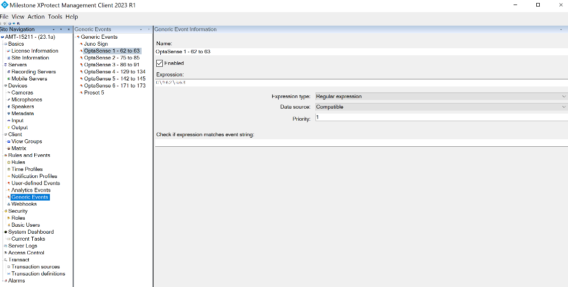 Generic Events selection