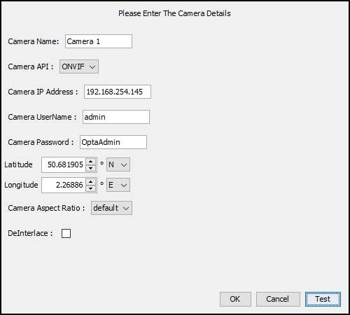 Camera Setup Details