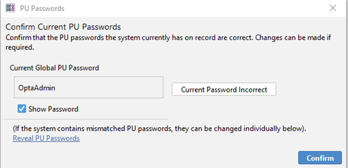 Confirm System Wide PU Password