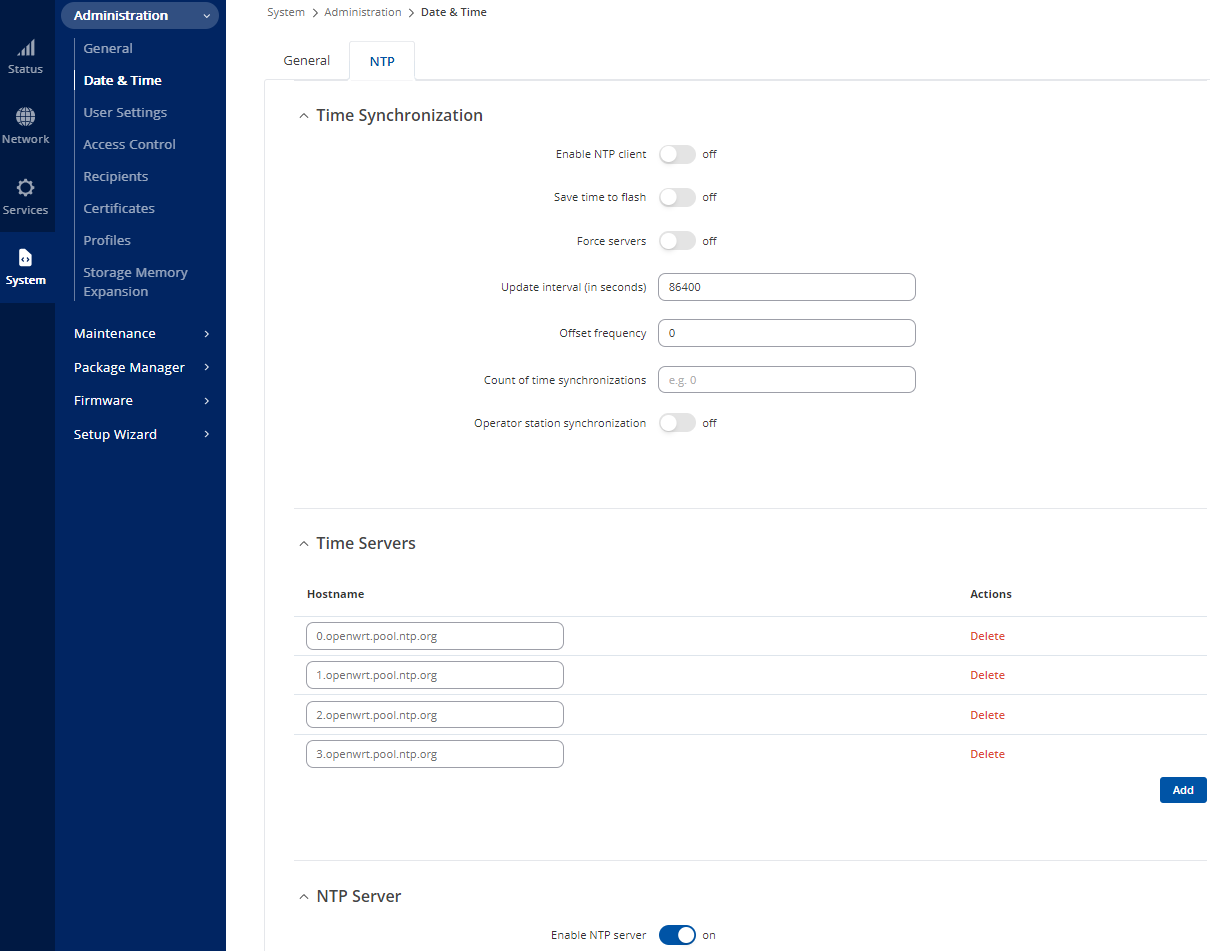 Enabling NTP Server Enabling NTP Server