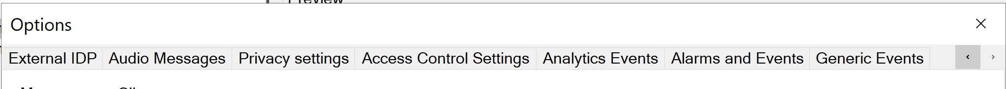 Milestone Options Menu - Generic Events Tab