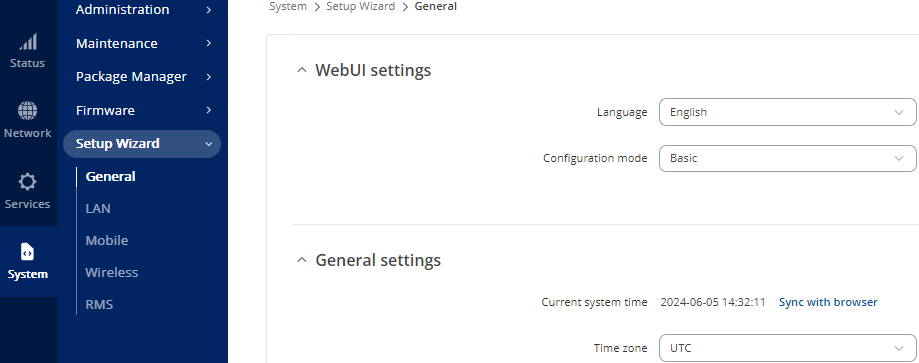 General Setup Wizard Settings General Setup Wizard Settings