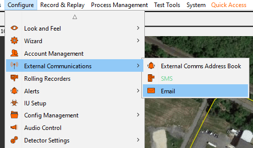 External Comms Configuration Dialog