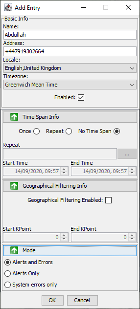 Adding name & mobile number to address book