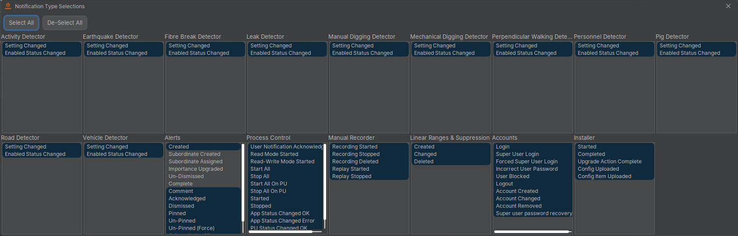 Audit Selections options panel