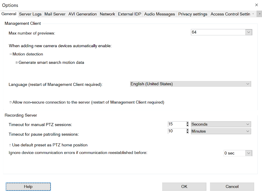 Milestone Options Menu