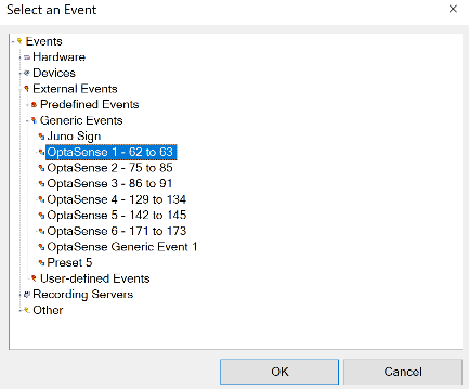 Example External Event List