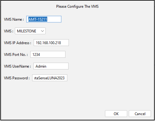 OptaSense OS6 VMS Configuration Window