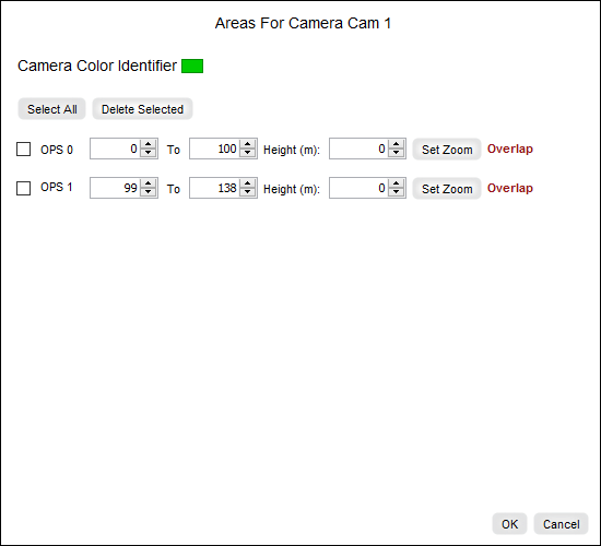 Camera Area Settings