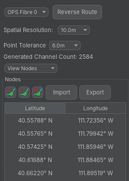 Fibre Route Edit Options