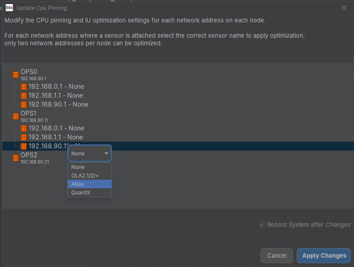 Selecting CPU Pinning options