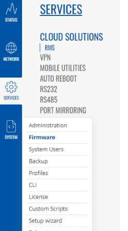 System / Firmware Menu Location