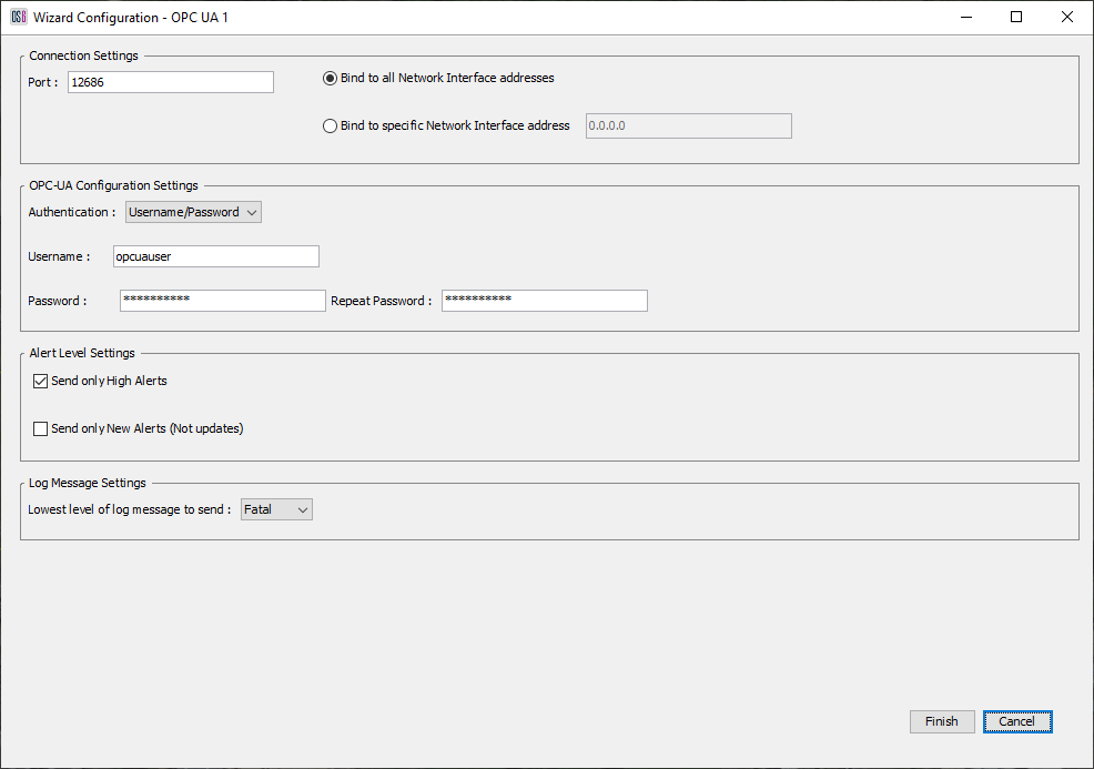 OPC UA 1 Configuration Section