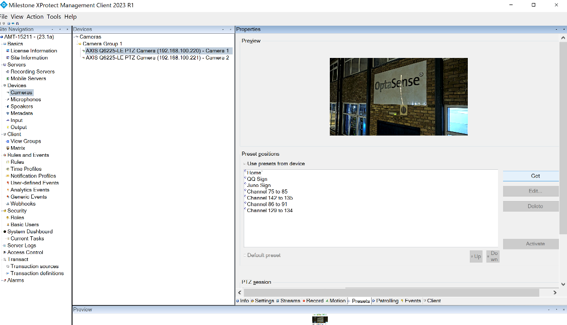 Get the presets from the Camera