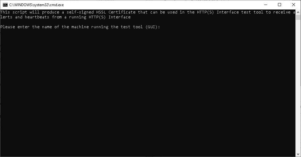 running generateHTTPSInterfaceTestCert.bat