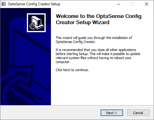 Config Creator Setup Installation Screen