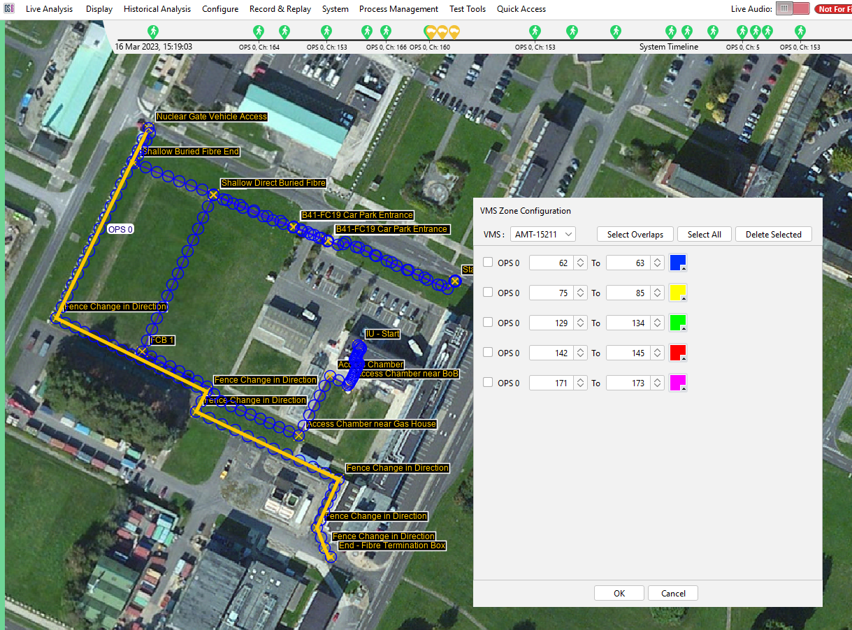 OptaSense OS6 VMS Zone Configuration Window