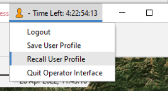 Recall Profile menu option on the Overview Window