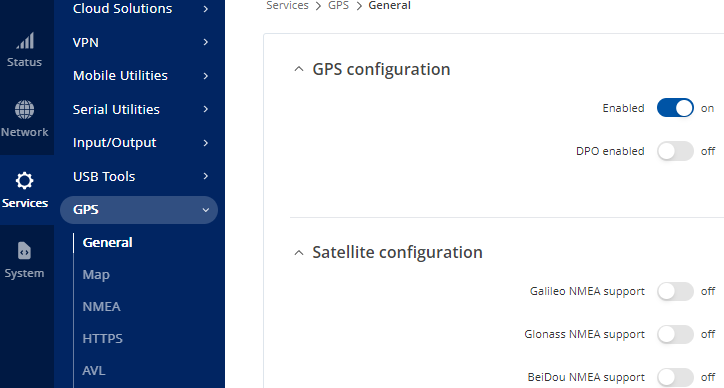 GPS Configuration – Enable GPS GPS Configuration – Enable GPS