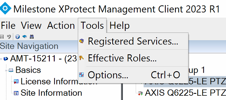 Milestone – Tools then Options