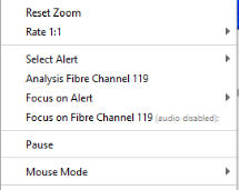 Right Click options on the Surveillance Waterfall Window