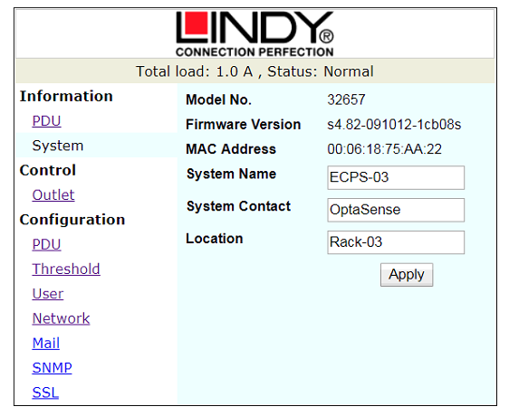 System Information Screen System Information Screen
